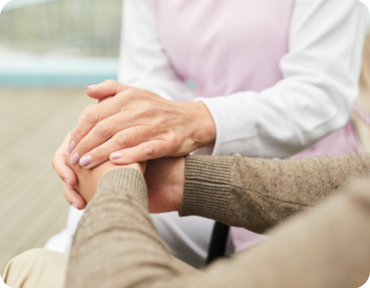 caregiver supporting patient-